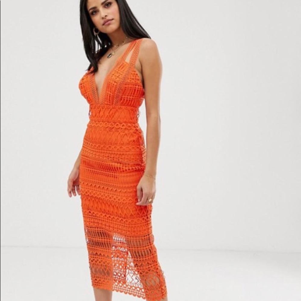 midi pencil dress in cutwork broderie